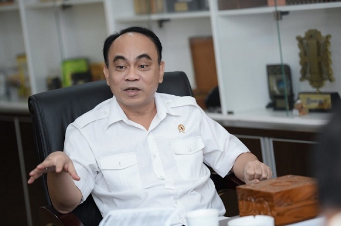 Budi Arie saat menerima kunjungan Bupati Purbalingga Dyah Hayuning Pratiwi di kantornya, Kalibata, Jakarta, Senin (03/03).