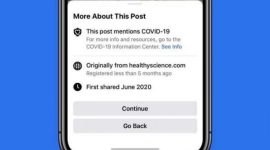 Peringatan Facebook saat membagikan artikel COVID-19 (photo/Facebook)