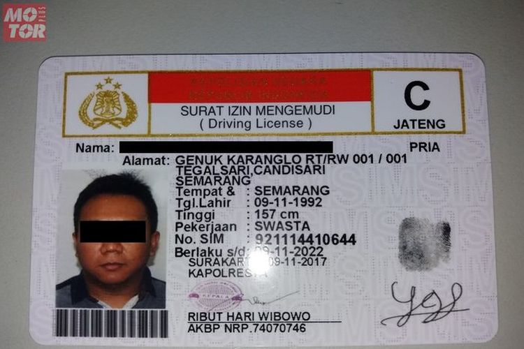 Ilustrasi SIM C (Yosana/GridOto.com)