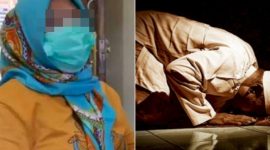 Fitri (kiri) memukul seorang imam masjid di Pinrang. (Ist)