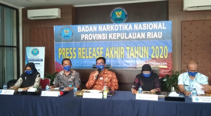 BNNP Kepri saat gelar Press Release Akhir Tahun 2020 di Kantor BNNP Kepri, Nongsa, Kota Batam, Kepri. (IS/inikepri.com)