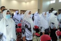 Peringatan Hari Ulang Tahun (HUT) ke-76 Persatuan Guru Republik Indonesia (PGRI) dan Hari Guru Nasional (HGN) 2021, di aula SMPN 4 Tanjungpinang / Foto: Istimewa