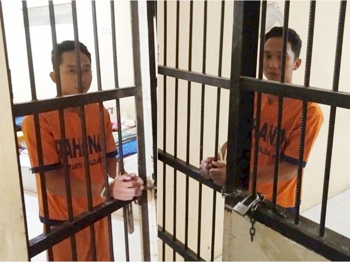 Bripda Randy Bagus kini mendekam di balik jeruji besi. Foto: Dok. Polda Jatim