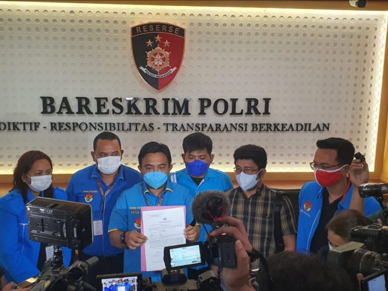 DPP KNPI melaporkan Ferdinand Hutahaean ke Bareskrim Polri. Foto: Twitter @knpiharis