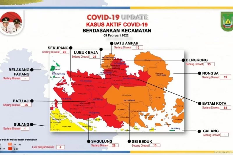 Enam kecamatan di Kota Batam ditetapkan sebagai zona merah, setelah Kasus terkonfirmasi COVID-19 di Kota Batam, Kepulauan Riau, terus meningkat dan menyebar pada Rabu 9 Februari 2022. Foto: ANTARA