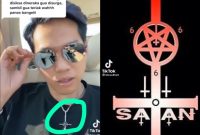 Indra Kenz disebut pemuja setan gegara pakai kalung salib terbalik. Foto: TikTok