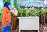 Pengurus Anak Cabang (PAC) Muslimat Nahdlatul Ulama (PAC Muslimat NU) Tanjungpinang Kota masa bakti 2020-2025 resmi dilantik, di Masjid Khadijah Zahra Nurul Haq, Kampung Bugis, Kota Tanjungpinang, Kepulauan Riau. Foto: Istimewa