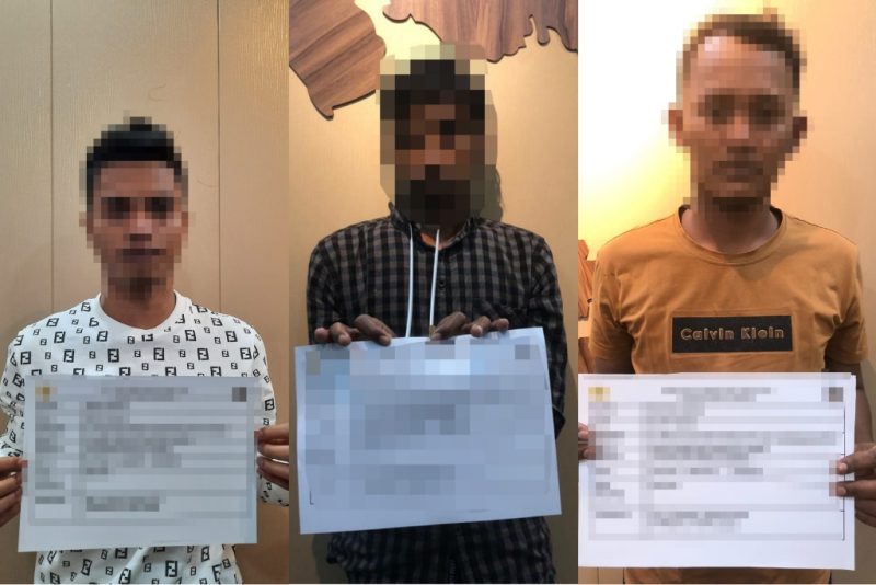 Tiga tersangka yang diamankan. Foto: Humas Bea Cukai Batam