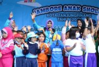 Jambore Anak Tingkat Kota Tanjungpinang 2022 yang diikuti 566 anak usia di bawah 18 tahun berlangsung meriah, di lapangan Pamedan Ahmad Yani Tanjungpinang, Kepri, Minggu (29/5/2022).
