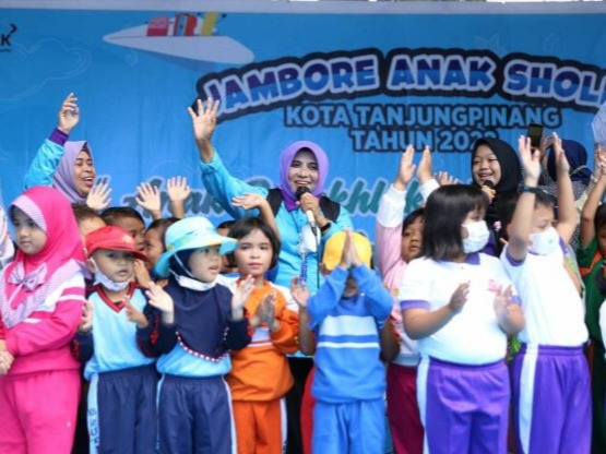 Jambore Anak Tingkat Kota Tanjungpinang 2022 yang diikuti 566 anak usia di bawah 18 tahun berlangsung meriah, di lapangan Pamedan Ahmad Yani Tanjungpinang, Kepri, Minggu (29/5/2022).