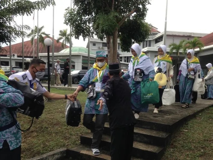 Sebanyak 1.337 calon jamaah haji dari Embarkasi Hang Nadim Batam telah diberangkatkan ke Tanah Suci melalui Bandara Internasional Hang Nadim Batam, Kepulauan Riau. Foto: ANTARA