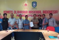 Pengurus Provinsi Federasi Panjat Tebing Indonesia (FPTI) Kepulauan Riau melakukan kunjungan resmi ke Kantor KONI Kepri di Kompleks Ruko Dermaga Culinary Paradise Sukajadi, Batam, Rabu (24/8/2022) siang. Foto: INIKEPRI.COM 
