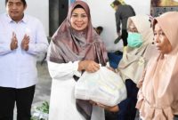 Ketua Lembaga Koordinasi Kesejahteraan Sosial (LKKS) Provinsi Kepri Hj. Dewi Kumalasari Ansar didampingi Plt. Bupati Bintan Roby Kurniawan dan Kepala Dinas Sosial Provinsi Kepri Eko Sumbaryadi menyerahkan Bantuan Kesejahteraan Sosial (BANKESOS) berupa Paket Sembako Kepada 1.070 Warga Kabupaten Bintan yang terdaftar di Data Terpadu Kesejahteraan Sosial (DTKS) di Gedung Community Center, Kawal, Bintan, Kamis (11/8). Foto: Diskominfo Kepri 