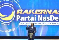 Ketua Umum Nasdem, Surya Paloh di acara Rakernas NasDem. Foto: Istimewa 