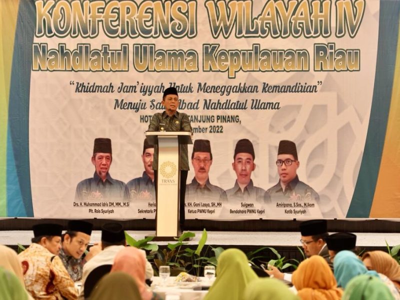 Gubernur H. Ansar Ahmad saat menghadiri Konferensi Wilayah IV Nahdatul Ulama Kepulauan Riau. Foto: Diskominfo Kepri 