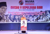 Gubernur Kepri Ansar Ahmad membuka secara resmi Musyawarah Rakyat Indonesia (Musra) V Kepulauan Riau Tahun 2022 bertempat di Ballroom Hotel Pacific Jodoh Kota Batam Sabtu, (5/11). Foto: Diskominfo Kepri 