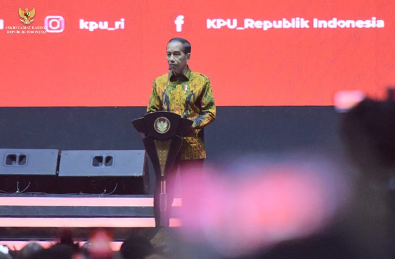 Presiden Joko Widodo dalam Rapat Konsolidasi Nasional Kesiapan Pelaksanaan Pemilu Serentak Tahun 2024, yang digelar di Ancol Beach City, Jakarta. Foto: Biro Setpres