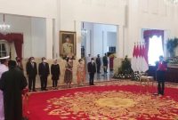 Presiden Joko Widodo melantik Laksamana TNI Yudo Margono sebagai Panglima TNI di Istana Negara, Jakarta, Senin (19/12/2022). Foto: ANTARA/Indra Arief Pribadi