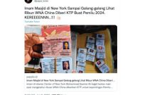 Unggahan hoaks yang menyatakan pemerintah cetak ribuan KTP elektronik WNA China untuk Pemilu 2024. Faktanya, Dirjen Dukcapil Kementerian Dalam Negeri Zudan Arif Fakrulloh mengatakan pemberian KTP, bahkan KTP elektronik mengikuti aturan perundang-undangan. Foto: ANTARA/Twitter
