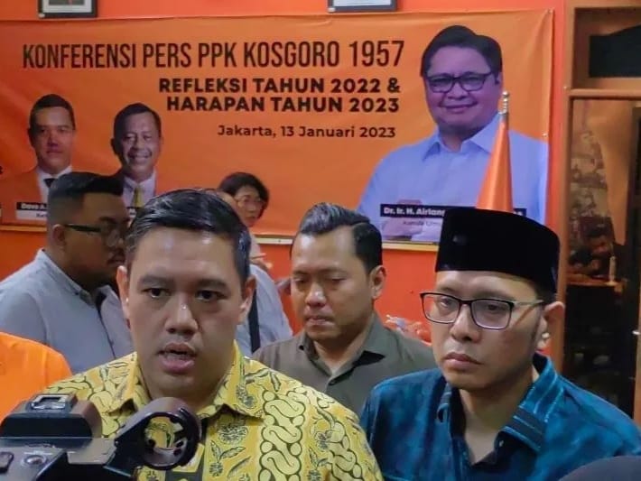 Ketua Umum PPK Kosgoro 1957 Dave Laksono, di Kantor PPK Kosgoro 1957, Jakarta, Jumat (13/1/2023). Foto: ANTARA/Melalusa Susthira K