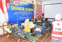 Kegiatan donor darah oleh Lanal Ranai di Mess Djiptadi, Ranai, Natuna, Kepri, Selasa (24/1/2023). Foto: ANTARA/HO-Dispen Lanal Ranai