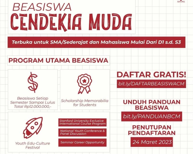 Beasiswa Cendekia Muda. Foto: Instagram 