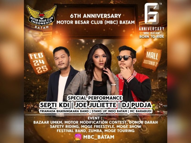 Flyer HUT ke-6 Motor Besar Club Batam. Foto: MBC