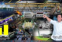 Tepat dua tahun H. Ansar Ahmad dan Hj. Marlin Agustina menjabat sebagai Gubernur dan Wakil Gubernur Kepulauan Riau, per tanggal 26 Februari 2023 ini. Dalam waktu yang relatif singkat, sejumlah torehan keberhasilan telah dicatat oleh Ansar Ahmad dan Marlin  Agustina demi kemajuan Provinsi Kepri dengan mengusung visi 'Terwujudnya Kepulauan Riau yang Makmur, Berdaya Saing, dan Berbudaya'. Foto: Diskominfo Kepri 