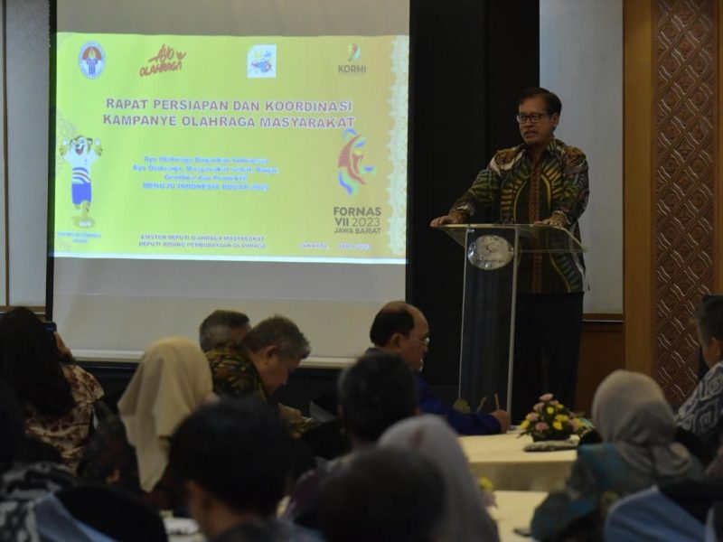 Jelang menghadapi Festival Olahraga Rekreasi Nasional (FORNAS) ke-7 2023 pada Juli nanti, Kementerian Pemuda dan Olahraga Republik Indonesia (Kemenpora RI) menyelenggarakan Rapat Persiapan dan Kordinasi Kampanye Olahraga Masyarakat di  Hotel Grand Sahid, Jakarta, Rabu (5/4/2023). Foto: Humas Kemenpora 