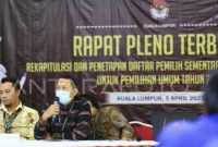 Panitia Pemilihan Luar Negeri (PPLN) Kuala Lumpur mengadakan Rapat Pleno Terbuka Rekapitulasi Daftar Pemilih Sementara Luar Negeri di wilayah kerjanya untuk Pemilu 2024. Foto:ANTARA