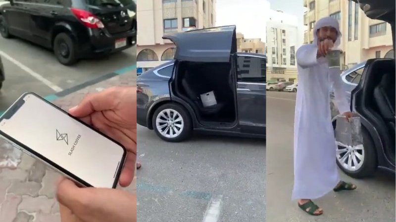 Tesla untuk antar pesanan online. Foto: Twitter