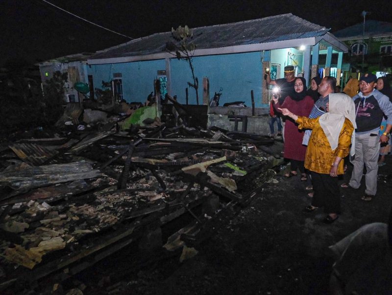 Wali Kota Tanjungpinang, Hj. Rahma, S.IP.,M.M, meninjau lokasi kebakaran. Foto: Diskominfo Tanjungpinang 