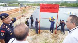 Kementerian Kelautan dan Perikanan (KKP) melalui Direktorat Jenderal Pengawasan Sumber Daya Kelautan dan Perikanan (PSDKP) menyegel dua unit usaha budidaya udang di Kota Batam. Foto: KKP
