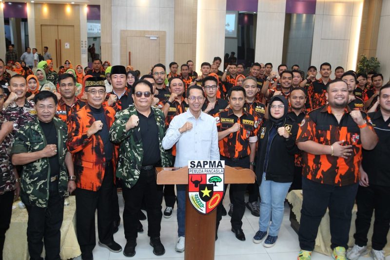 Wakil Wali Kota Batam Amsakar Achmad saat membuka Musyawarah Wilayah (Musywil) II SAPMA Pemuda Pancasila Provinsi Kepri di Beverly Hotel Batam, Sabtu (19/8/2023) siang. Foto: INIKEPRI.COM