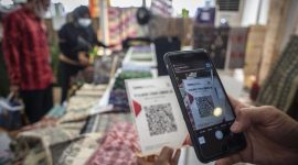 Sistem pembayaran QRIS. Foto:  ANTARA 