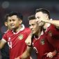 Skuad Timnas Indonesia merayakan gol Egy Maulana Vikri (tengah) ke gawang Turkmenistan di laga FIFA Matchday di Gelora Bung Tomo, Surabaya, Jumat (08/09/2023) malam WIB. Foto :PSSI