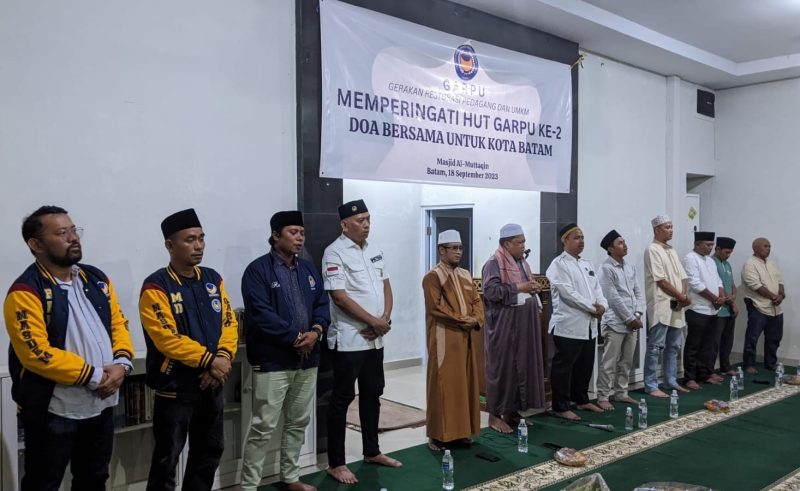 HUT GARPU (Gerakan Restorasi Pedagang dan UMKM) yang kedua tahun berlangsung secara khidmat di Masjid Ibrahim, Sengkuang, Kota Batam. Foto: INIKEPRI.COM 