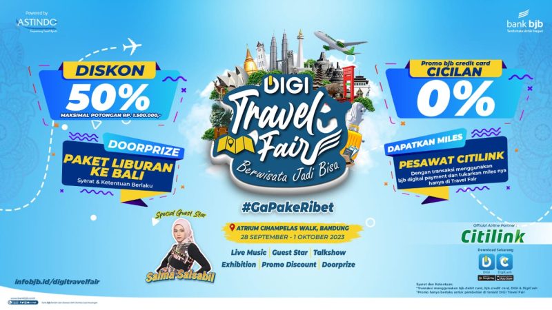 bank bjb berkomitmen untuk terus mendorong pertumbuhan ekonomi, salah satunya dengan memperkuat sektor pariwisata. Dukungan tersebut, dibuktikan bank bjb dengan menggelar acara DIGI Travel Fair yang akan dilaksanakan pada 28 September sampai dengan 1 Oktober 2023 di Atrium Cihampelas Walk, Bandung. Foto : bank bjb untuk INIKEPRI.COM 