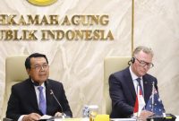 Ketua Mahkamah Agung (MA), M.Syarifuddin saat membuka secara resmi kegiatan webinar internasional tentang Inovasi dan Capaian Peningkatan Akses Keadilan di Mahkamah Agung, Jakarta. Foto: Dok. MA