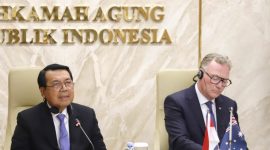 Ketua Mahkamah Agung (MA), M.Syarifuddin saat membuka secara resmi kegiatan webinar internasional tentang Inovasi dan Capaian Peningkatan Akses Keadilan di Mahkamah Agung, Jakarta. Foto: Dok. MA