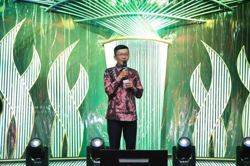 Penjabat Wali Kota Tanjungpinang, Hasan, S.Sos saat memberikan sambutannya pada acara Sembahyang Keselamatan Senggarang di Kelenteng Cetiya Ngi Ang Thiang Sian Tie di Kelurahan Senggarang, Minggu (22/10/2023). Foto: Humprofoto Tanjungpinang 