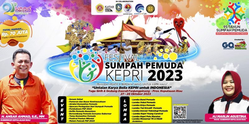 Peringatan Sumpah Pemuda tahun 2023 di Kepulauan Riau akan berlangsung semarak dengan berbagai rangkaian kegiatan. Mulai dari berbagai atraksi menarik hingga ragam perlombaan yang melibatkan hingga ribuan peserta. Foto: Diskominfo Kepri 