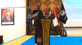 Amsakar Achmad, Wakil Wali Kota Batam yang juga ketua DPD Partai NasDem Kota Batam saat menghadiri rapat koordinasi nasional (Rakornas) GARPU (Gerakan Restorasi Pedagang dan UMKM) yang bertajuk 