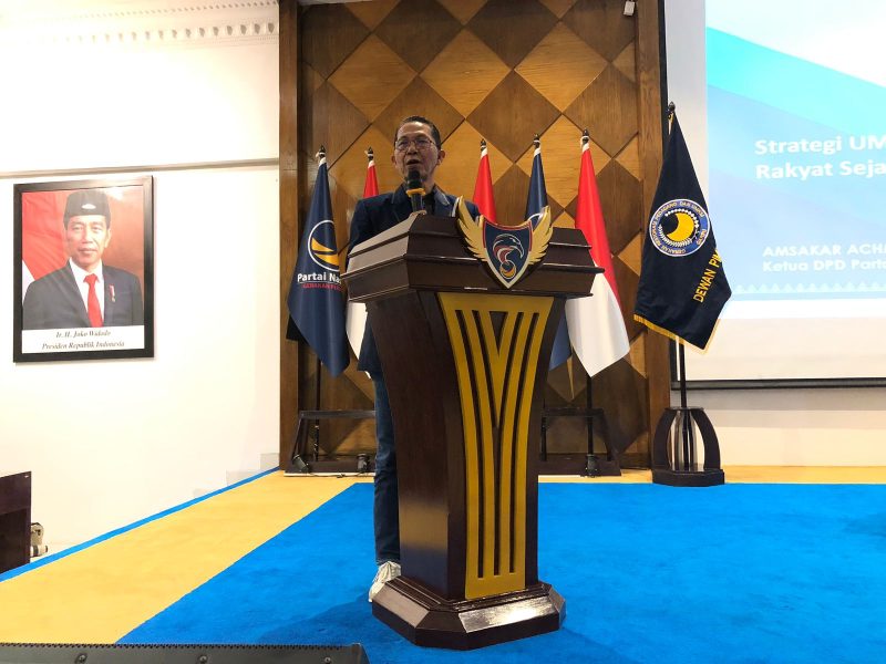 Amsakar Achmad, Wakil Wali Kota Batam yang juga ketua DPD Partai NasDem Kota Batam saat menghadiri rapat koordinasi nasional (Rakornas) GARPU (Gerakan Restorasi Pedagang dan UMKM) yang bertajuk 