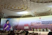 Menteri Keuangan (Menkeu) Sri Mulyani Indrawati dalam acara Seminar Nasional Outlook Perekonomian Indonesia 2024 di Jakarta, Jumat (22/12/2023). Foto: Infopublik/Ismadi Amrin
