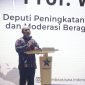 Deputi bidang Koordinasi Pendidikan dan Moderasi Beragama Kemenko PMK Warsito saat menjadi pembicara kunci pada Acara Kongres Beasiswa Ke 3 di Auditorium Perpusatakan Nasional RI.Foto: Kemenko PMK