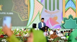 Presiden Jokowi saat menghadiri acara Hari Lahir ke-78 Muslimat Nahdlatul Ulama (NU) yang digelar di Stadion Utama Gelora Bung Karno, Jakarta, pada Sabtu (20/1/2024). Foto: BPMI Setpres.
