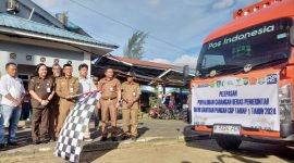Pemerintah Kota Tanjungpinang melalui Dinas Pertanian, Pangan dan Perikanan (DP3) Tanjungpinang menyalurkan Cadangan Beras Pemerintah (CBP) tahap satu di Terminal Bintan Center, Senin (5/2/2024). Foto: diskominfo  Tanjungpinang