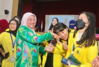 Menaker Ida Fauziyah pada acara Sosialisasi Permenaker Nomor 4 Tahun 2023 tentang Jaminan Sosial PMI di Singapura, Minggu (4/2/2024). Foto: Humas Kemenaker