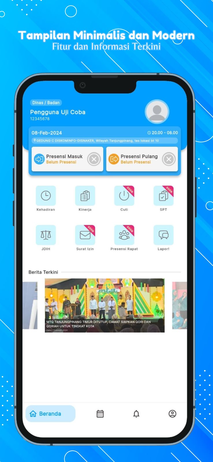 Pemerintah Kota Tanjungpinang melalui Dinas Komunikasi dan Informatika kembali meluncurkan aplikasi SIAP (Sistem Informasi Aktivitas dan Presensi). Aplikasi SIAP merupakan aplikasi yang dibangun untuk mempermudah presensi (apel, masuk dan pulang kerja) di Lingkungan Pemerintah Kota Tanjungpinang dengan menggunakan teknologi smartphone, camera selfie, GPS dan Google Maps. Foto: Istimewa